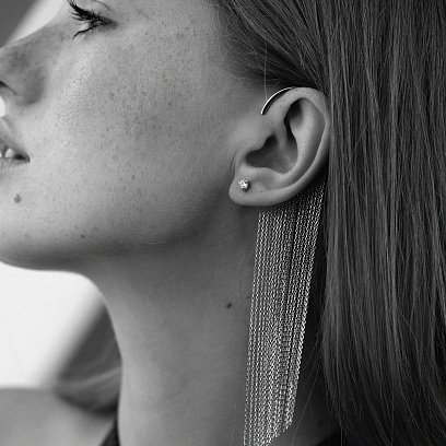 Сережка - каффа "Неповторність" в червоному золоті с07559 №4