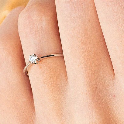 Помолвочное золотое кольцо с бриллиантом кб0425 №5