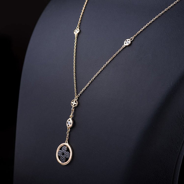 Золоте кольє "Конюшина" з фіанітами кол01048 від ювелірного магазину Онікс - 1