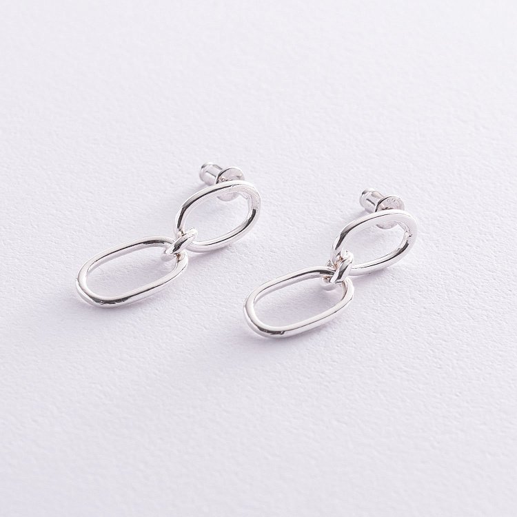 Серебряные серьги - пусеты "Влияние" 122981 от ювелирного магазина Оникс - 3