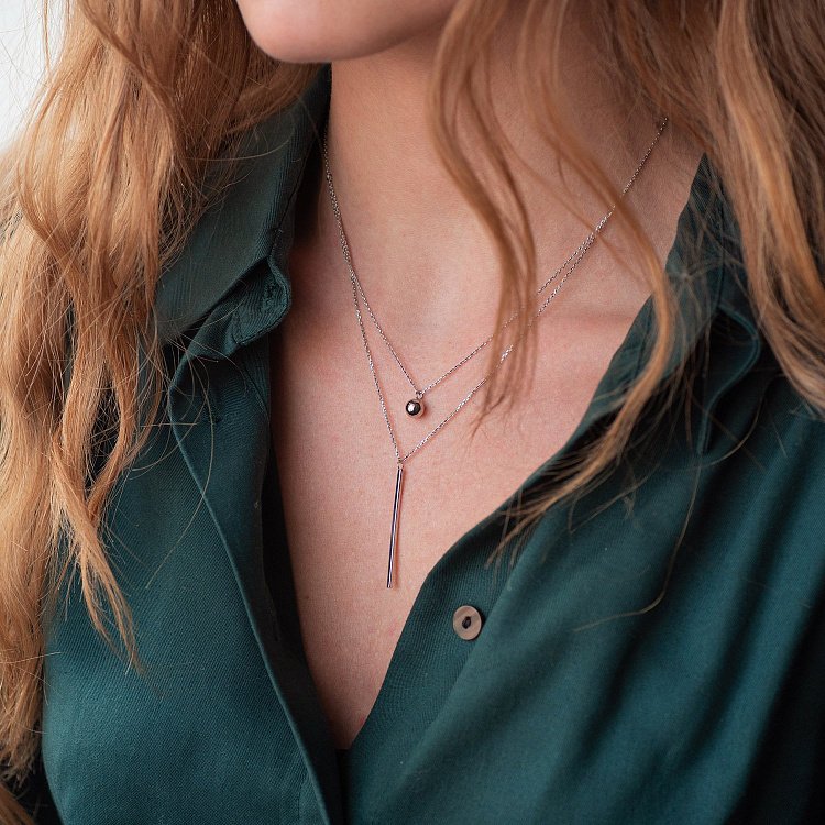 Подвійне кольє "Хлоя" з кулькою в білому золоті кол01894 від ювелірного магазину Онікс - 3