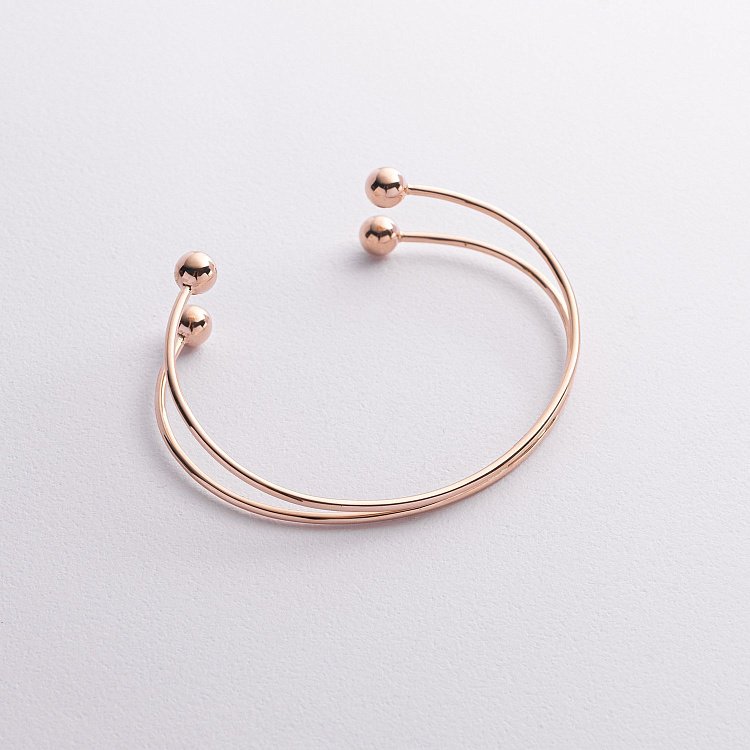 Жорсткий браслет "Кульки" (червоне золото) б05566 від ювелірного магазину Онікс - 8