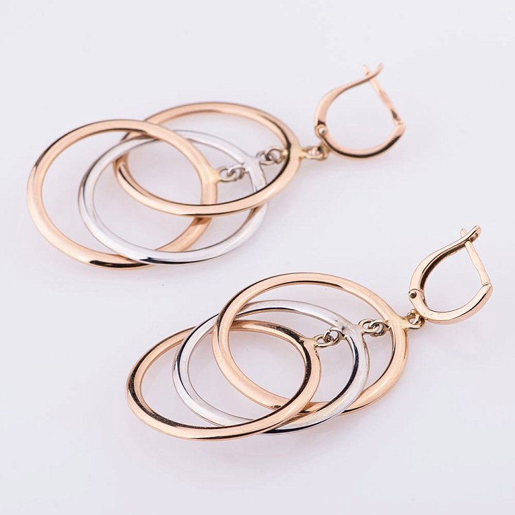 Золотые серьги "Кольца" с03303 от ювелирного магазина Оникс - 1