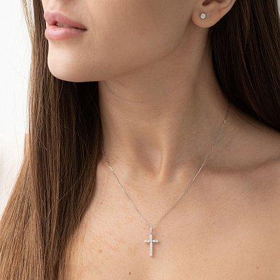 Золотий хрестик з діамантами пб0091cha №2