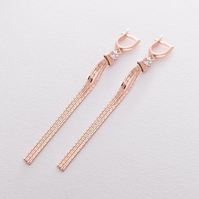 Висячие серьги из красного золота с06305