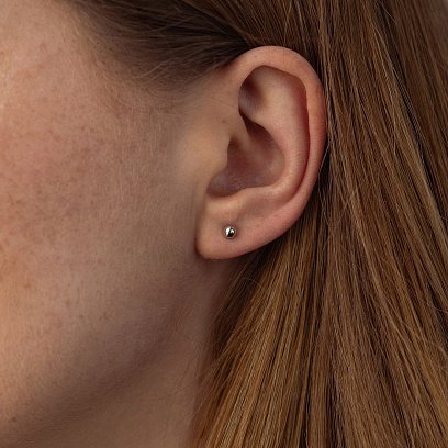 Серьги - пусеты "Шарики" в серебре (0.4 см) 122892 №5