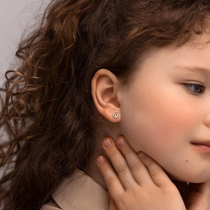 Золотые серьги - пусеты "Улитки" с бриллиантами 317262421 №4