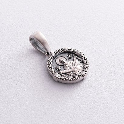 Серебряная ладанка "Икона Божьей Матери. Спаси и Сохрани" (на укр. языке)  лду-1 №3