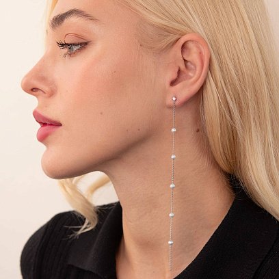 Серебряные серьги "Мириам" с жемчугом 123138