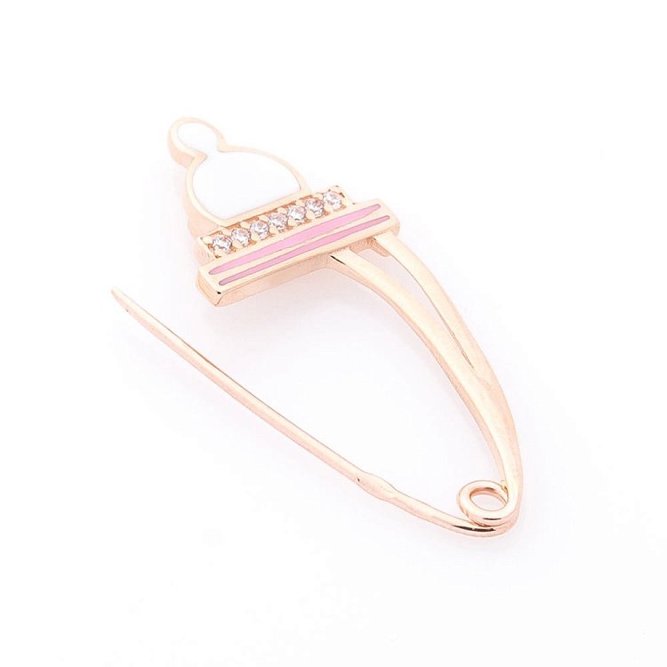 Золотая булавка (эмаль, фианит) зак00277 от ювелирного магазина Оникс - 1