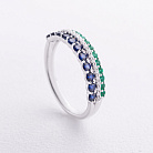 Каблучка в білому золоті (діаманти, смарагди, сапфіри) кб0677lg от ювелирного магазина Оникс