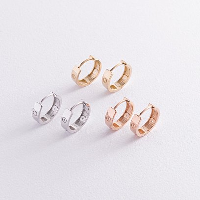 Серьги - кольца "Love" в белом золоте с07679 №4