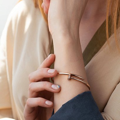 Золотий браслет "Цвях" з фіанітами б05043 №2