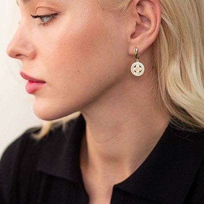 Кольцо "Клевер" в желтом золоте (белые фианиты) к06937 №4