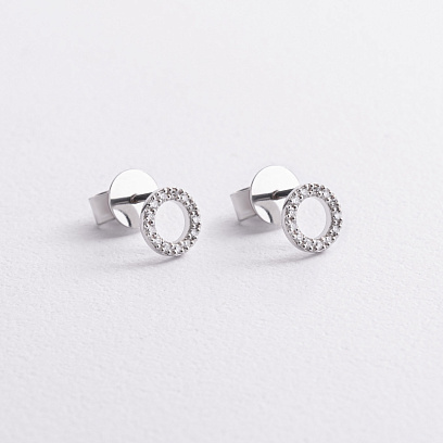 Золоті сережки - пусети з діамантами сб0333di №4