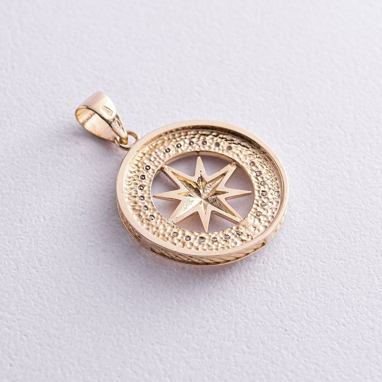 Кулон "Роза вітрів" у жовтому золоті п03331 від ювелірного магазину Онікс - 6