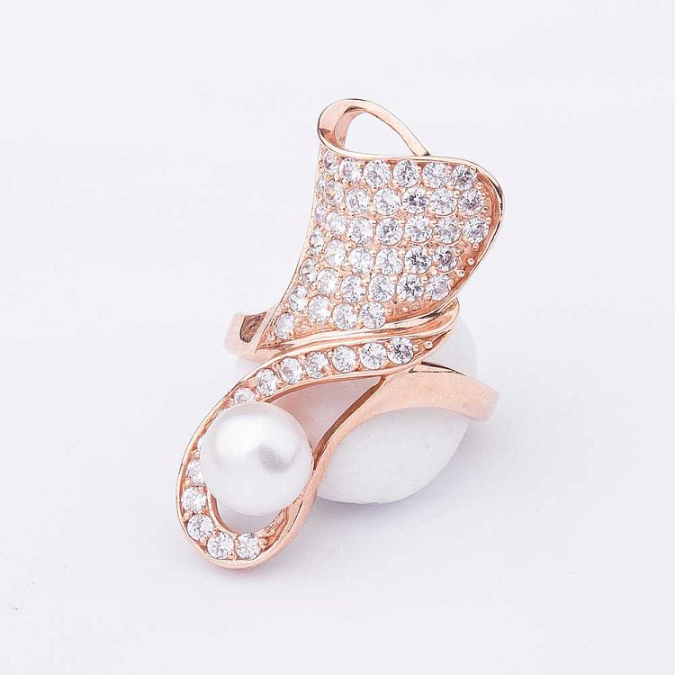 Золота каблучка з культивованими прісноводним перлами к00582 від ювелірного магазину Онікс - 3