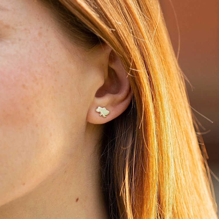 Серьги - пусеты "Карта Украины" в белом золоте с08012 от ювелирного магазина Оникс - 8