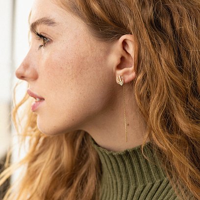 Сережки - протяжки "Герб України - Тризуб" (жовте золото) с08095 №2