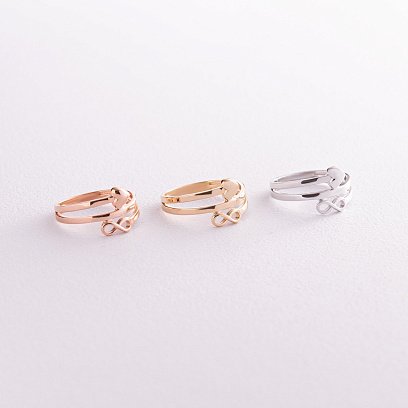 Кольцо "Сердечко и бесконечность" в белом золоте к07117 №7