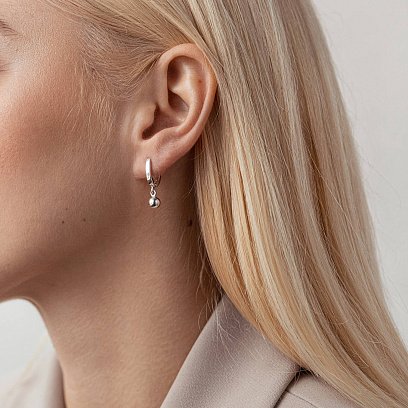 Серебряные серьги "Шарики" 123120 №2