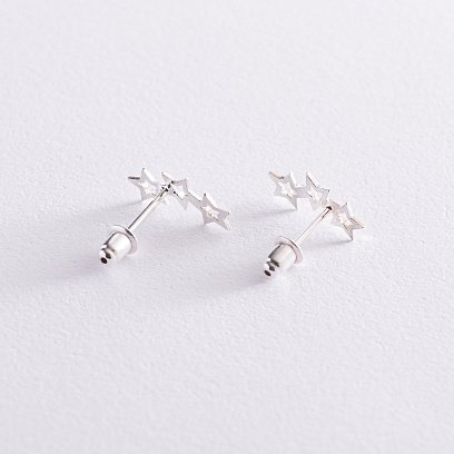Срібні сережки - пусети "Зірочки" 123021 №4