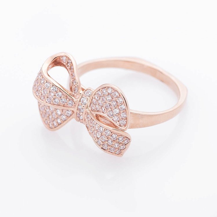 Золотое кольцо "Бантик" с фианитами 02-0832.1.1401 от ювелирного магазина Оникс - 1