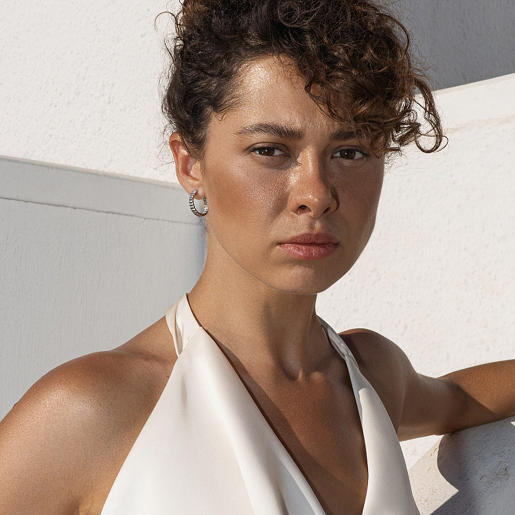 Срібні сережки - кільця "Katrin" 7253с від ювелірного магазину Онікс - 1