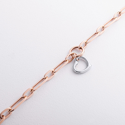 Браслет "Сердечко" в красном золоте б05849 №2