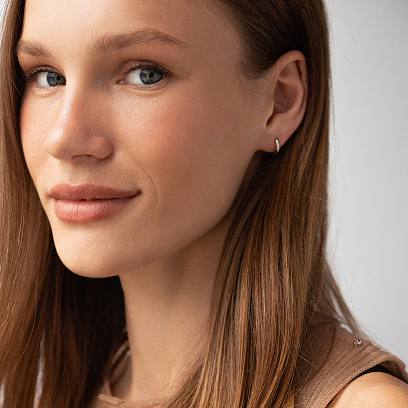 Серьги - кольца "Maya" в белом золоте с09186 №2