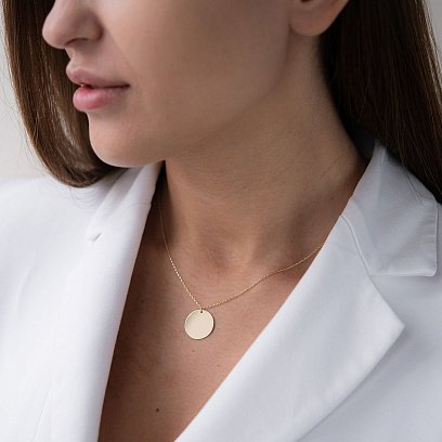 Колье "Монетка" в желтом золоте (возможна гравировка) кол01778 №2