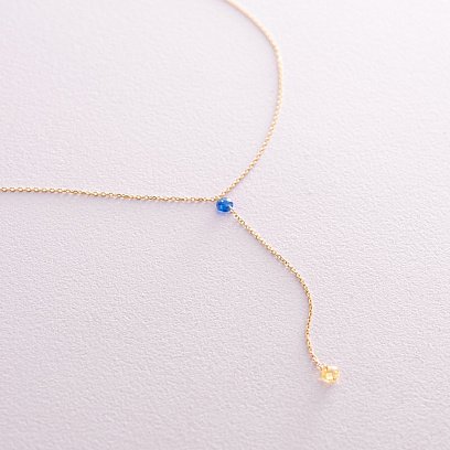 Кольє - краватка "Кольори свободи" в жовтому золоті (фіаніти) кол02339