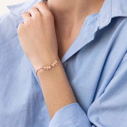 Браслет "Дві дівчинки" в червоному золоті (можливе гравіювання) з2088 №4