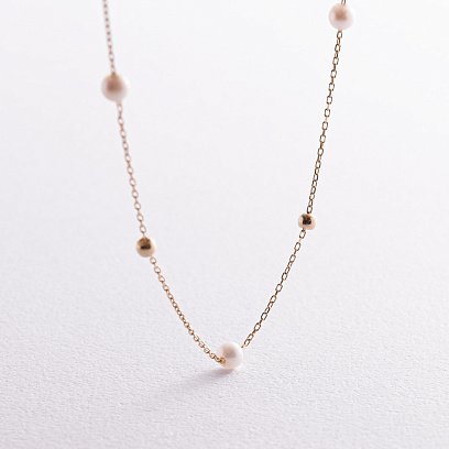 Золоте кольє "Кульки" з перлами кол02031 №5