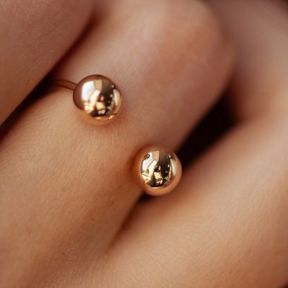 Кольцо "Шарики" в желтом золоте к07507 №9