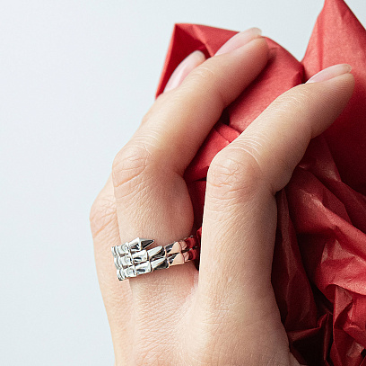 Каблучка "Змія" у білому золоті к08409 №3