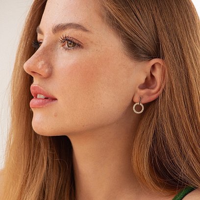 Серьги - пусеты "Tessa" с фианитами (красное золото) с08782 №4