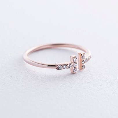 Кольцо "Tina" в красном золоте (фианиты) к07649 №3