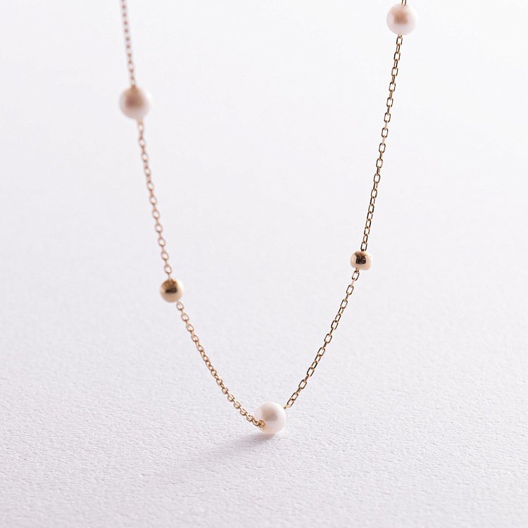 Золоте кольє "Кульки" з перлами кол02031 від ювелірного магазину Онікс - 4