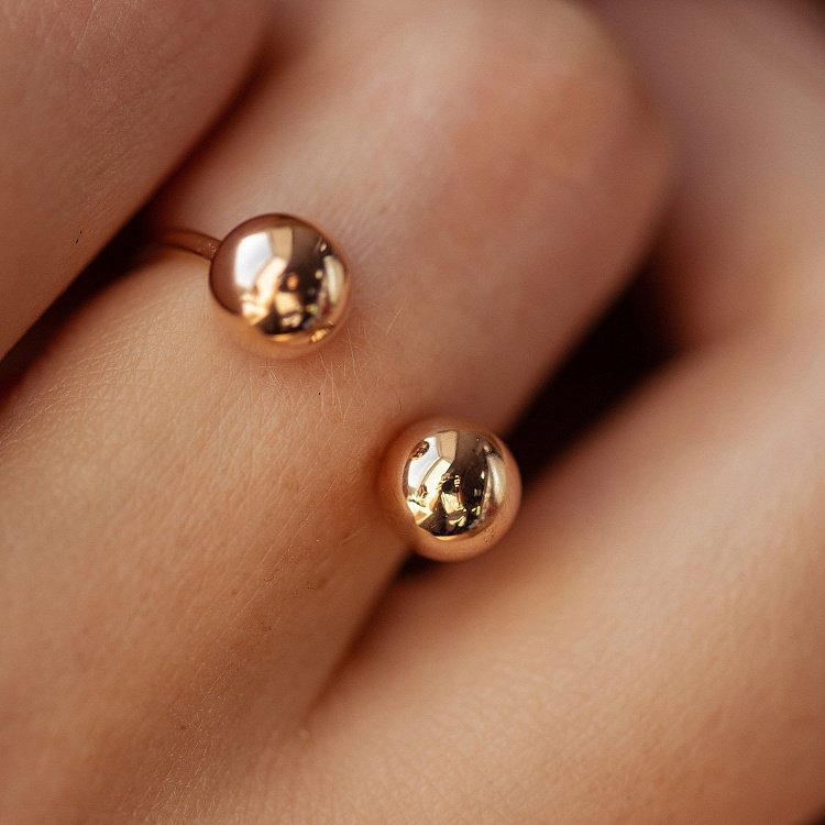 Кольцо "Шарики" в желтом золоте к07507 от ювелирного магазина Оникс - 10