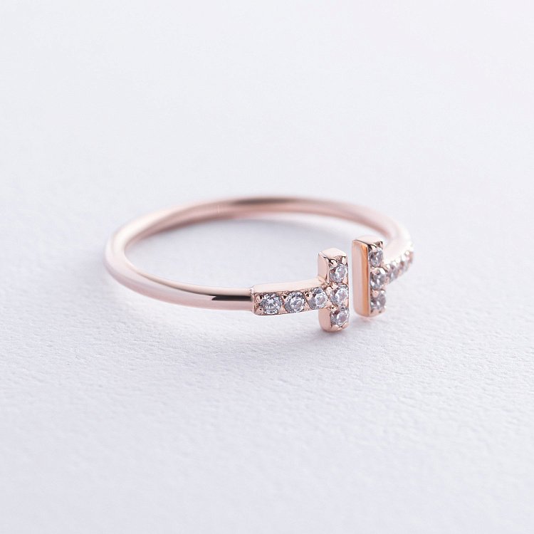 Кольцо "Tina" в красном золоте (фианиты) к07649 от ювелирного магазина Оникс - 2