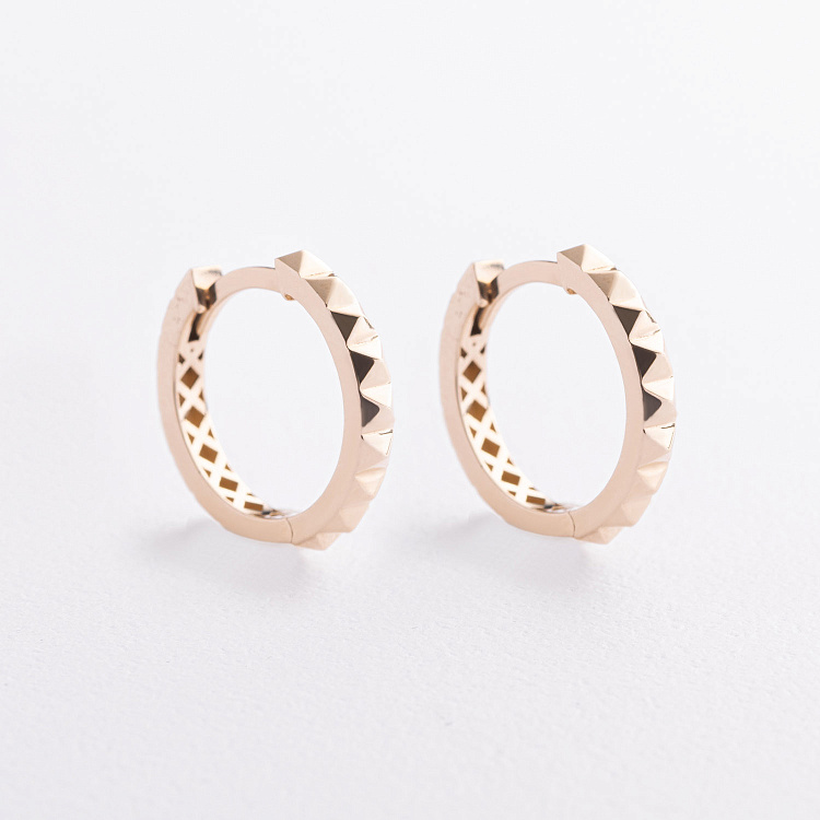 Серьги - кольца в желтом золоте с09660 от ювелирного магазина Оникс