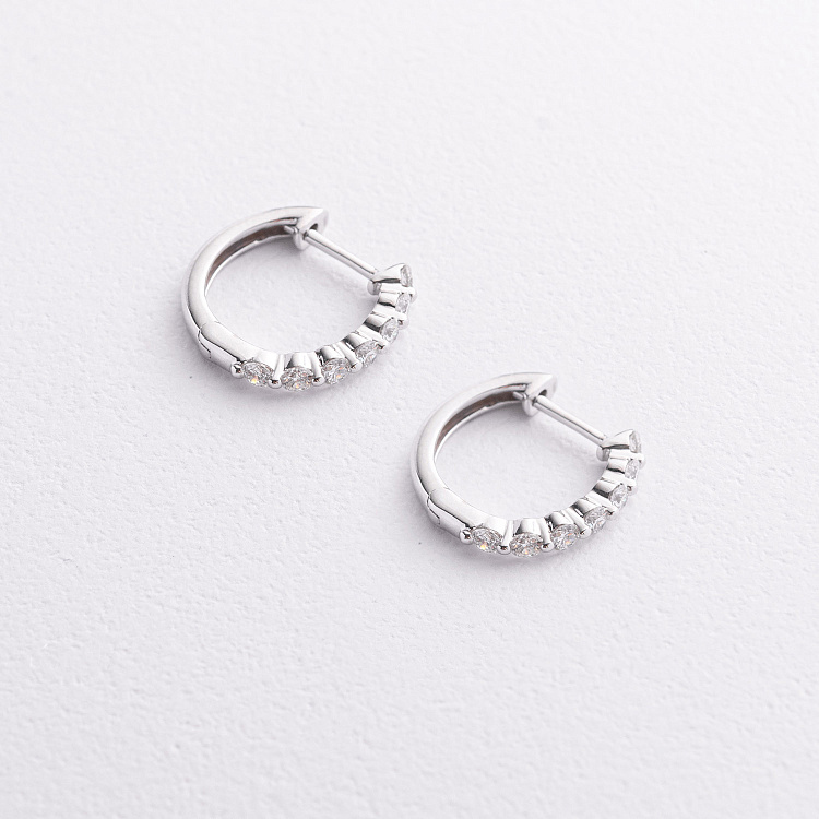 Золотые серьги - кольца с бриллиантами сб0609mi от ювелирного магазина Оникс - 1