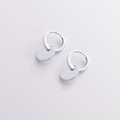 Сережки - кільця "Монетки" у білому золоті с09042 №3