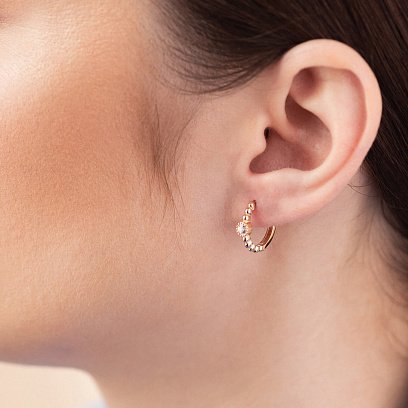 Золотые серьги - кольца в красном золоте с08286 №6