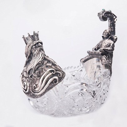 Ваза з кришталю "Срібний Нептун" ручної роботи сер00035