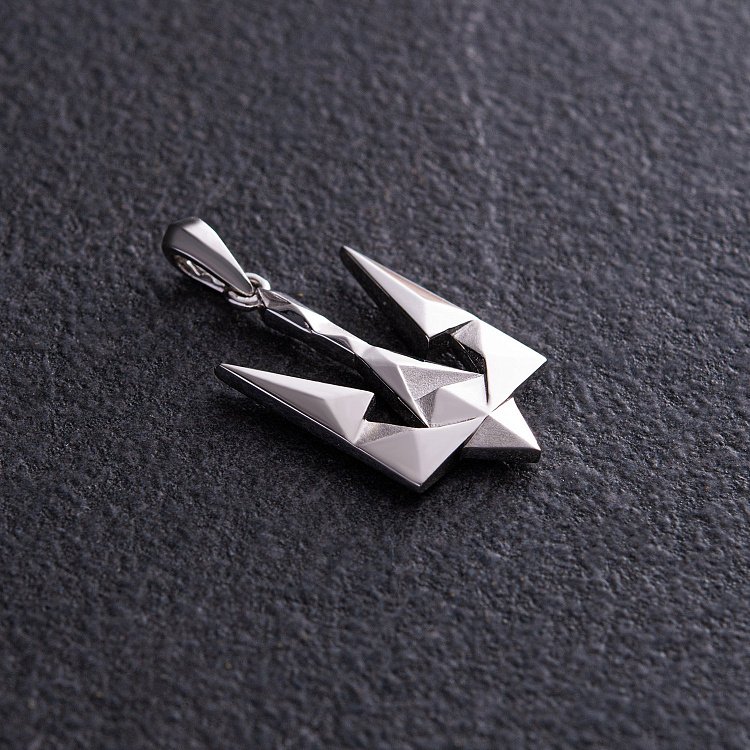 Кулон "Герб України - Тризуб" у білому золоті п03720 від ювелірного магазину Онікс