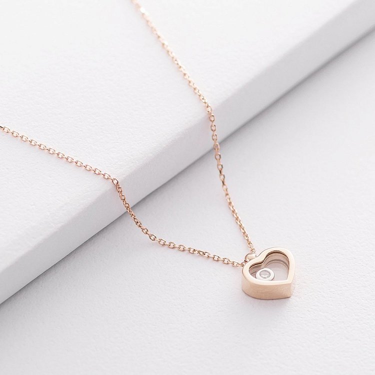 Золоте кольє "Серце" (фіаніт, ювелірне скло) кол01461 від ювелірного магазину Онікс