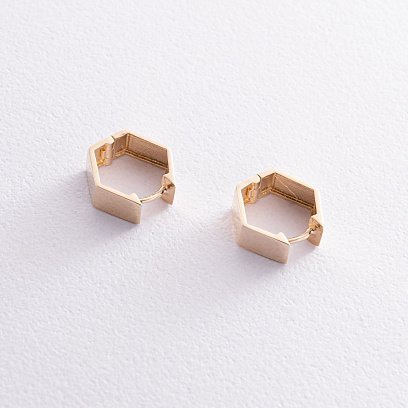 Сережки "Шестикутники" у жовтому золоті с08393 №3