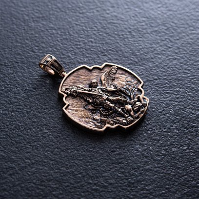 Золотий кулон "Український воїн. Молитва до Архангела Михайла" п03826 №10